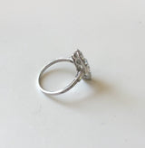 Edwardian Platinum Old European Cut Diamond Navette Shaped Ring