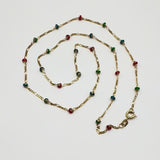 14K Gold Baby Figaro Link Chain with Colorful Enamel Gold Beads