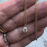 0.60 Carat Antique Old European Cut Diamond and 14K Gold Necklace