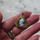 Victorian 18K Gold Hardstone Warrior Cameo Locket