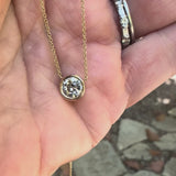Signature 14K Gold Bezel Set Old European Cut Diamond 18” Necklace