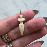 14K Gold Fossilized Mammoth Tusk Fertility Idol Pendant