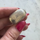 Sterling Silver Georgian Oblong Vinaigrette with Engraved Leaf Border