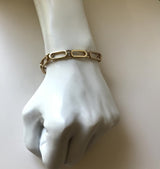 14K Gold Vintage Geometric Paperclip Link Bracelet
