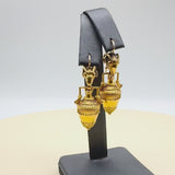 Etruscan Revival Ram’s Head and Amphora 14K Gold Cannetille Earrings