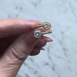 Contemporary 18K Gold and Platinum Bezel Set Toi et Moi Ring