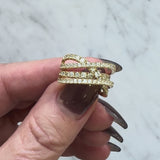 Contemporary 14K Gold Micro Pave Diamond Crossover Ring