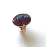 14K Rose Gold Deep Red Agate Cameo Ring