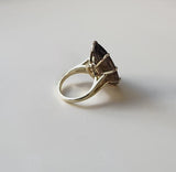 14K Gold Smoky Topaz Intaglio Family Crest Ring