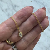 18K Gold Pear-Shaped Diamond in Collet Setting on a 16” Chain