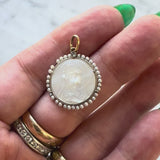 18K Gold & Platinum Mother of Pearl Madonna Medallion