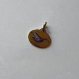 Art Deco 18K Gold and Enamel Dove Bird Charm