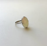 Art Deco Platinum Australian Opal Cabochon Ring