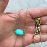 18K Gold Me & Ro Vintage Turquoise Bead Necklace