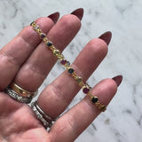 Vintage 18K Gold Blue and Green Sapphire and Ruby Bracelet