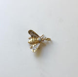 14K Gold Vintage Diamond and Ruby Bee Pendant