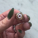 Victorian 9K Gold Beehive Banded Agate Intaglio Ring