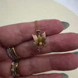Victorian 10K Gold Bird Pendant with Ruby