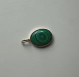 14K Gold Signature Malachite Concentric Circles Pendant