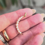 14K Gold Mid-Century Modern Pearl Crescent Moon Pendant