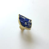 18K Gold Freeform Artisan Lapis Lazuli Ring