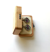 14K Gold Imperial Style Russian Cuff Links with Diamonds and Rubies