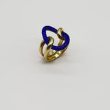 Vintage 14K Gold Blue Enamel Lover's Knot Ring
