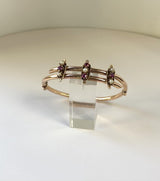 Victorian 14K Rose Gold Etruscan Revival, Pearl, and Ruby Bracelet