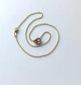 14K Gold Signature Bezel Set Pale Pink Tourmaline Necklace