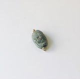 Egyptian Revival Carved Stone Scarab Pendant with 14K Gold Mount