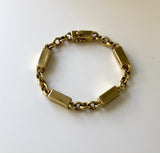 18K Gold Blocky  Alternating Bar and Link Vintage Bracelet