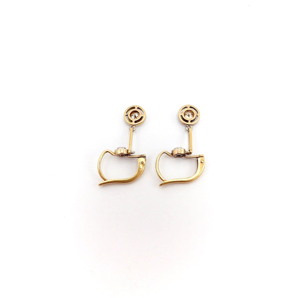 Vintage 14K White & Yellow Gold Art Deco Champagne Diamond Dangle Earrings Earrings Kirsten's Corner Jewelry 