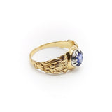 Early Victorian Natural Sapphire Sterling Silver & 14K Gold Ring Ring Kirsten's Corner Jewelry 
