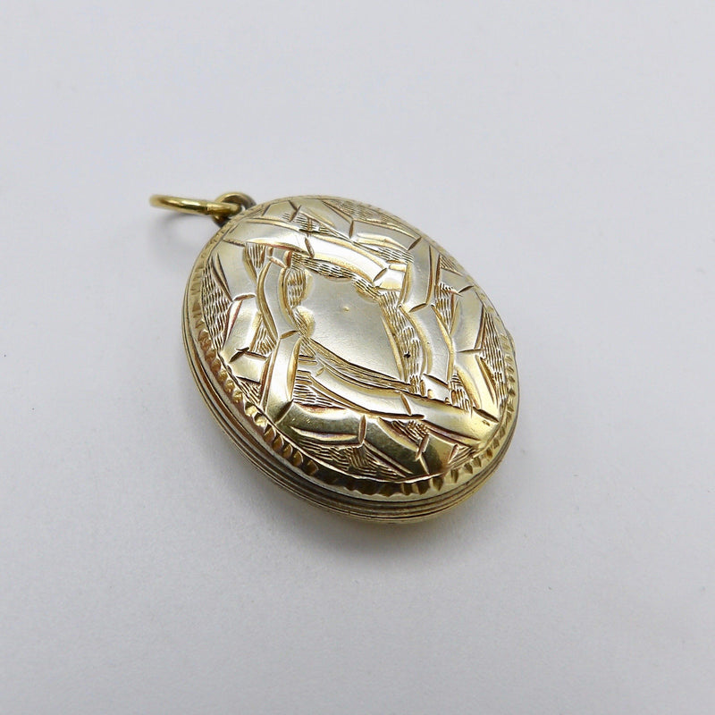 Victorian Sterling Silver Gilded Bight-cut Locket Pendant Kirsten's Corner Jewelry 