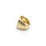 18K Gold Hand-Engraved Enamel Signet Ring with Symmetrical Design Ring Kirsten's Corner Jewelry 