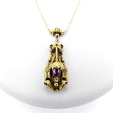 Signature 14K Gold Etruscan Revival, Garnet and Sapphire Necklace Necklace Kirsten's Corner Jewelry 