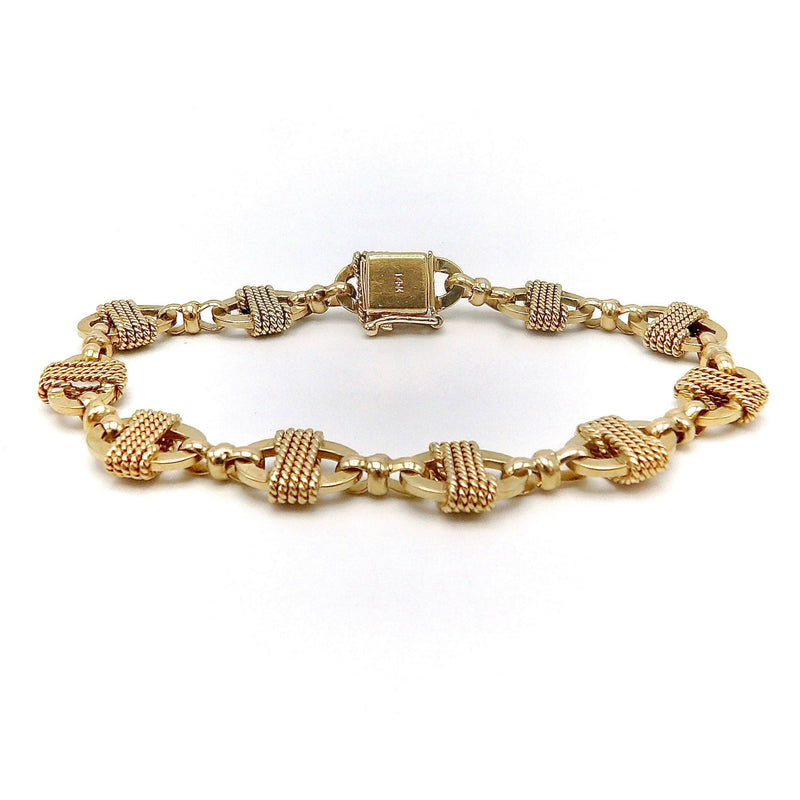 Vintage 14K Gold Twisted Wire and Oval Link Bracelet Bracelet Kirsten's Corner 