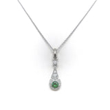 Edwardian Platinum Emerald & Diamond Pendant-Necklace Pendant Kirsten's Corner Jewelry 