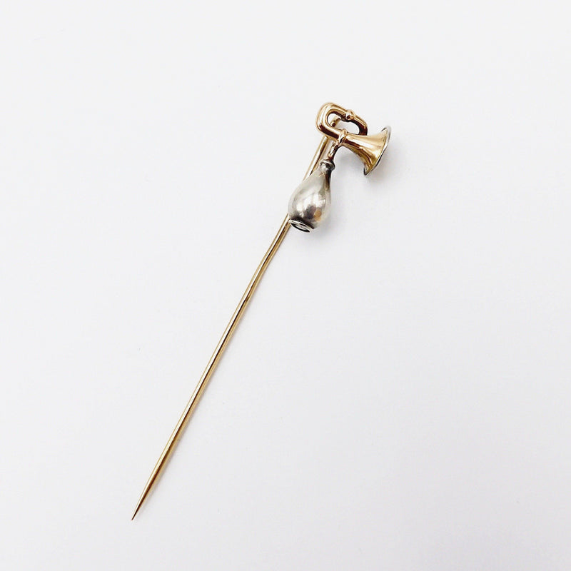 Antique 14K Gold Victorian Horn Stick Pin Brooches, Pins Kirsten's Corner Jewelry 