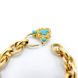 18K Gold Georgian Turquoise Heart Padlock & Bracelet Bracelet Kirsten's Corner Jewelry 