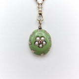 Early Victorian 14K Gold Enamel Flower Locket with Pearls & Ruby Pendant Kirsten's Corner 