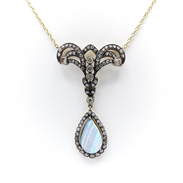 Vintage 14K Gold Diamond & Opal Necklace Necklace Kirsten's Corner Jewelry 