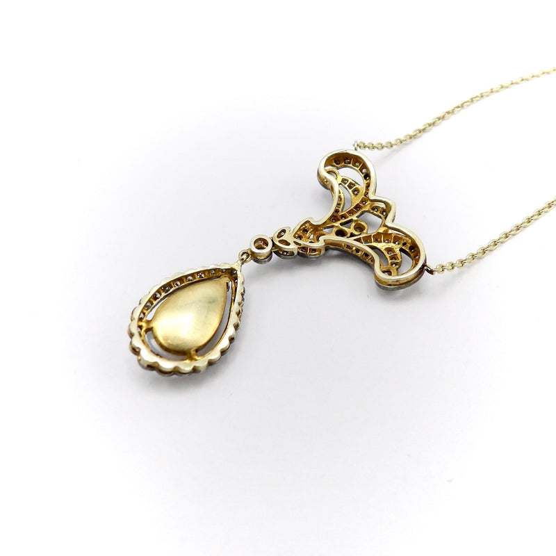 Vintage 14K Gold Diamond & Opal Necklace Necklace Kirsten's Corner Jewelry 