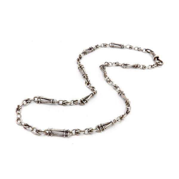 Victorian Sterling Silver Fancy Link Watch Chain Chain Kirsten's Corner Jewelry 