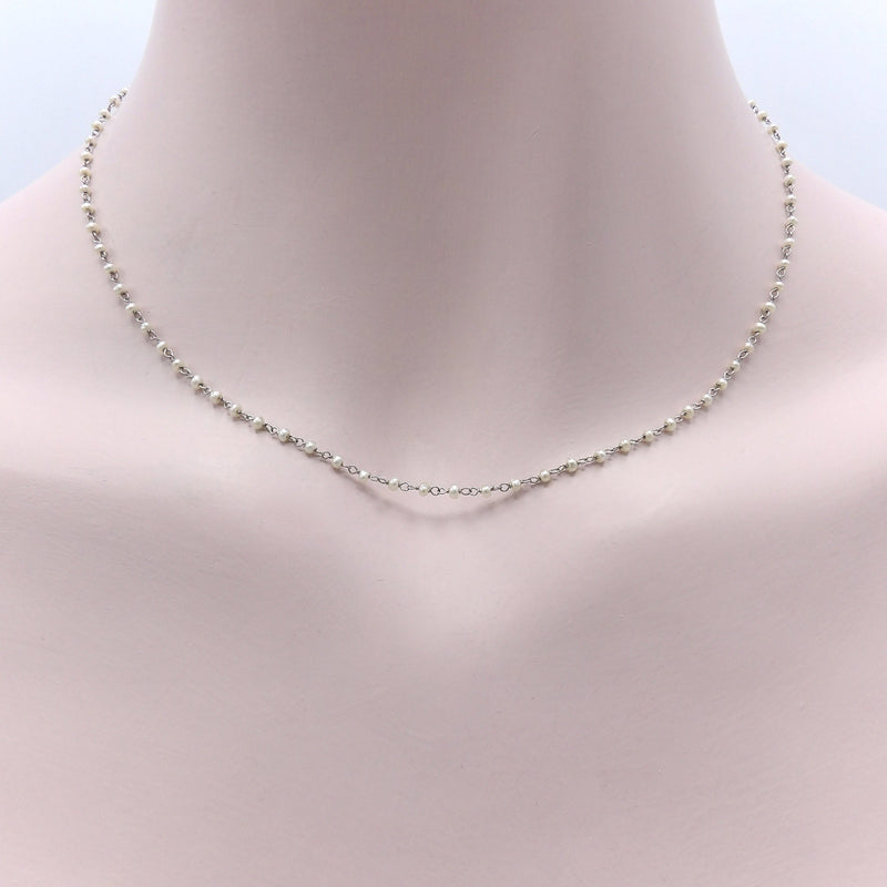 Platinum and Pearl Handmade Chain / Necklace Chain Kirsten's Corner 