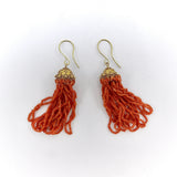 18K Gold Etruscan Revival Victorian Natural Coral Earrings Earrings Kirsten's Corner Jewelry 