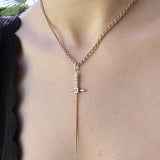 Edwardian 14K Gold Pearl and Diamond Sword Pendant Necklaces, Pendants Kirsten's Corner 