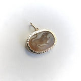 Hand Hammered 14K Gold Bezel Set Lion Intaglio Pendant Pendant, Charm Kirsten's Corner 