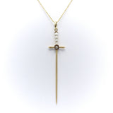 Edwardian 14K Gold Pearl and Diamond Sword Pendant Necklaces, Pendants Kirsten's Corner 