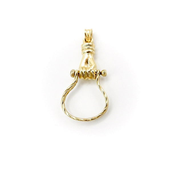 14K Gold Victorian Inspired Mechanical Hand Charm Holder Necklace Kirsten's Corner Jewelry 